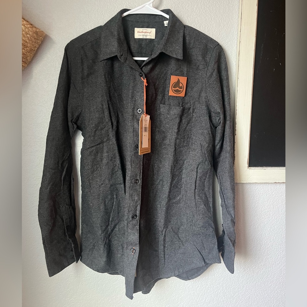 Weatherproof Vintage Flannel Dark Gray Button-Up Shirt